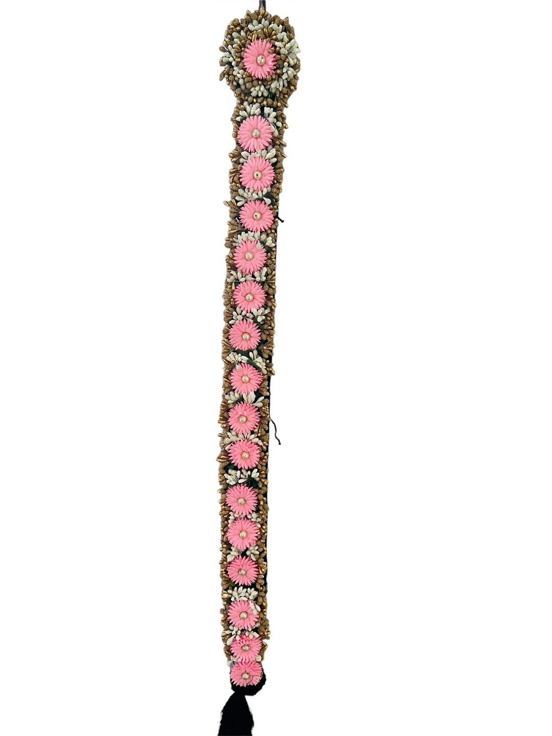 

VAGHBHATT Floral Jadalu Kunjalam Billalu Braid Hair Extension - 24cm, Pink