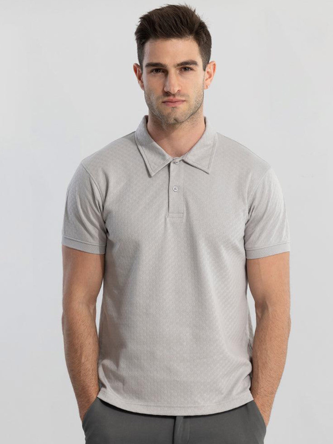 

Snitch Grey Polo Collar Slim Fit Cotton T-shirt