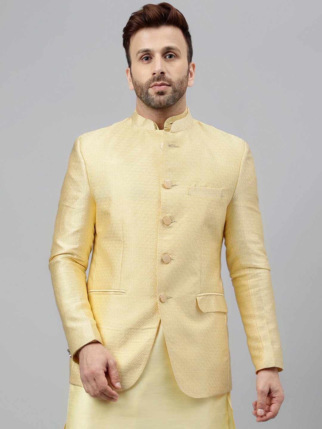 

hangup plus Self-Design Bandhagala Ethnic Blazers, Gold