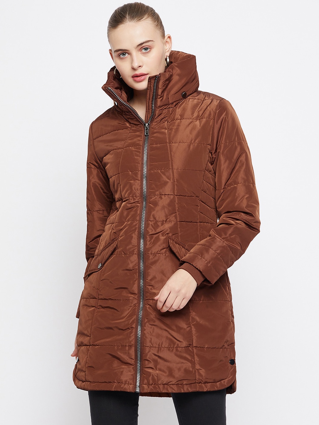 

Madame Hooded Longline Puffer Jacket, Brown