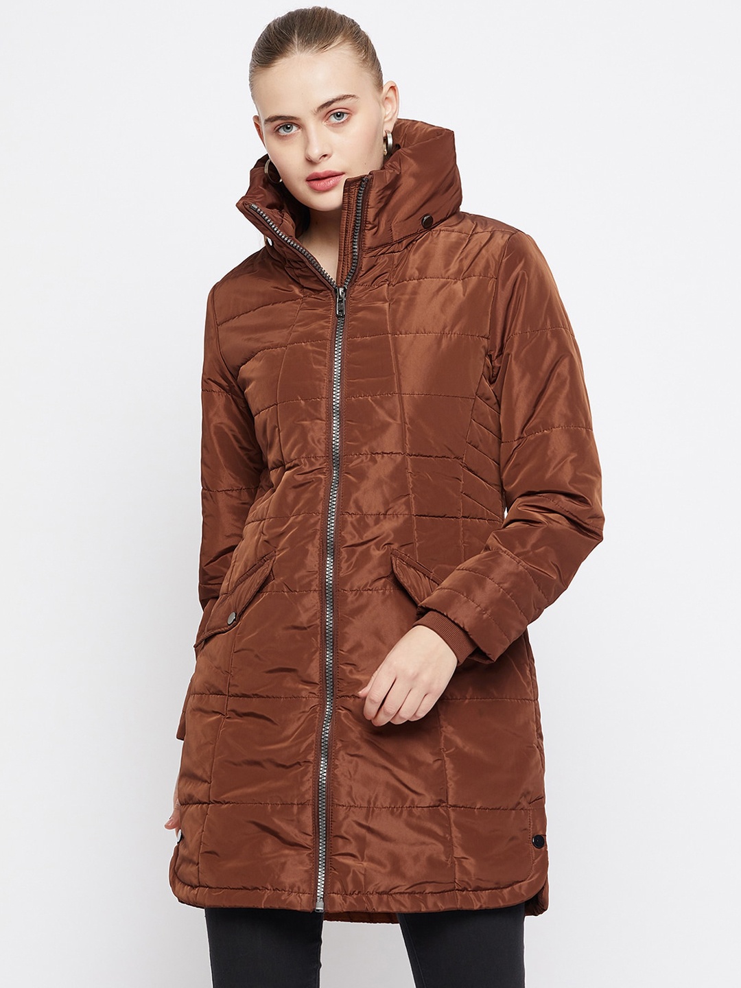 

Madame Hooded Longline Puffer Jacket, Brown