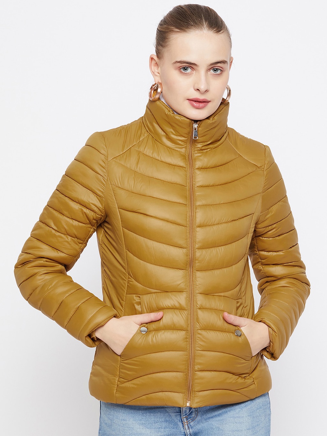 

Madame Mock Collar Puffer Jacket, Tan