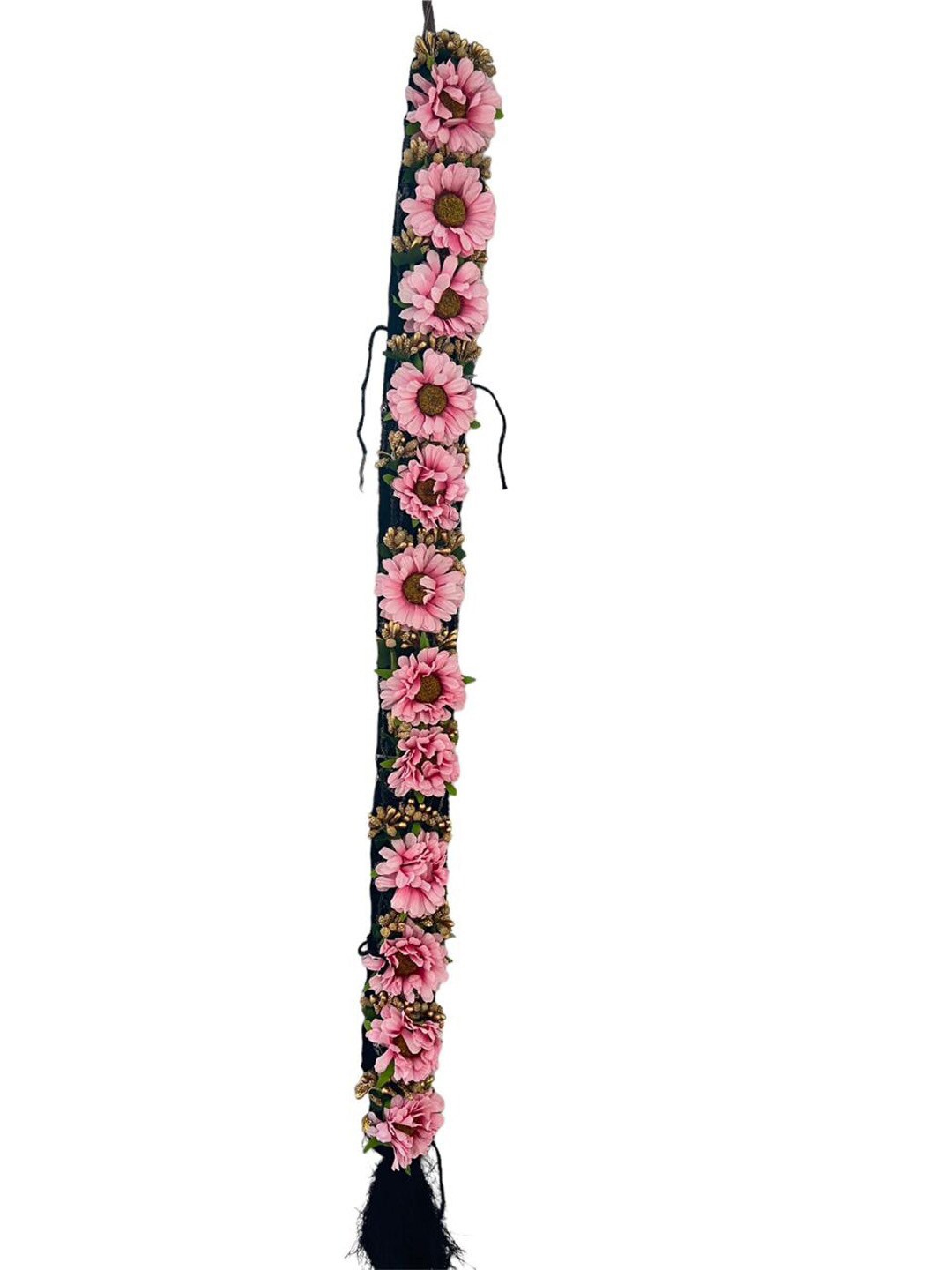 

VAGHBHATT Floral Jadalu Kunjalam Billalu Braid Hair Extension - 24cm, Pink