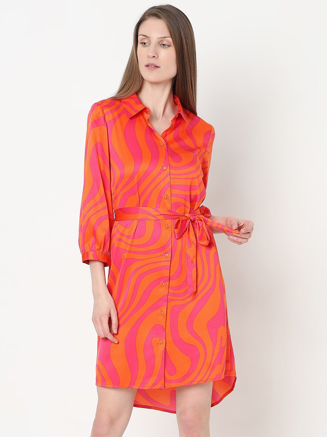 

Vero Moda abstract Print Bishop Sleeves Sheath Dress, Orange