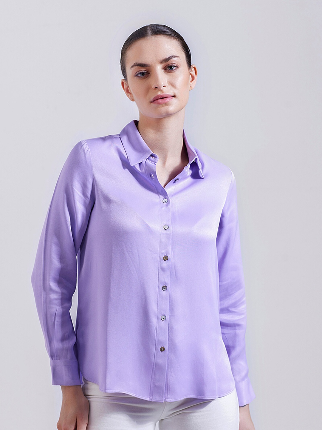 

COVER STORY Purple Spread Collar Party Shirt