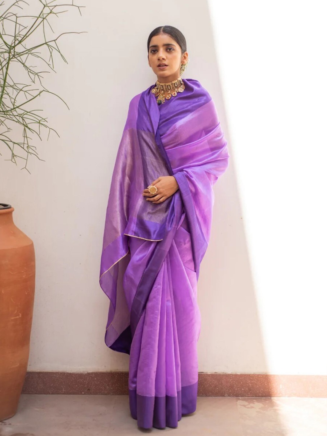 

PriyankaRaajiv Pure Silk Chanderi Saree, Purple