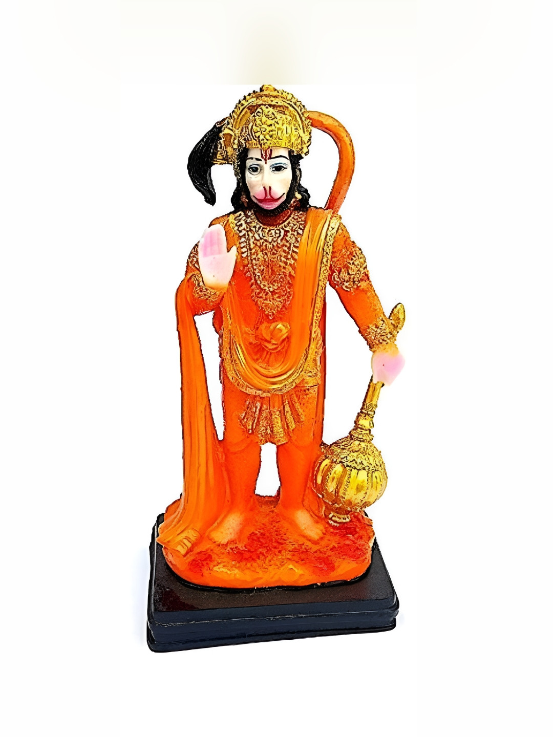 

krishnagallery1 Orange & Gold Toned Marble Hanuman Idol Decorative Showpiece