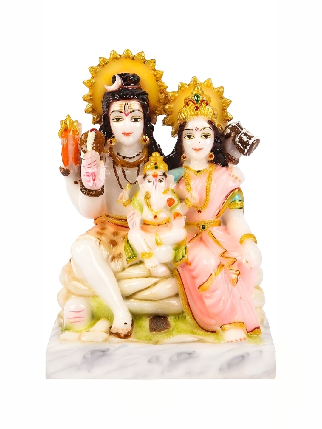 

krishnagallery1 White Gold Toned Shiv Parivar Marble Statue Showpiece