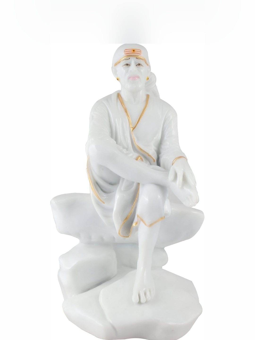 

krishnagallery1 White & Gold Toned Marble Sai Baba Statue Decorative Showpiece