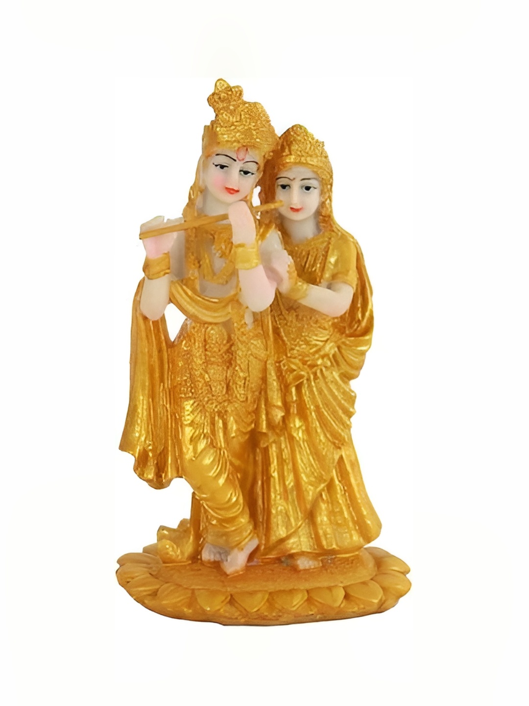 

krishnagallery1 White & Gold Toned Marble Religious Idol Showpiece