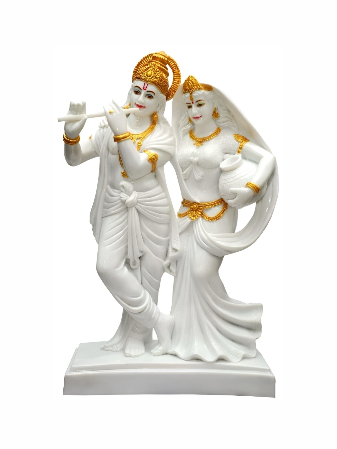 

krishnagallery1 White Marble Lord Radha Krishan Showpiece