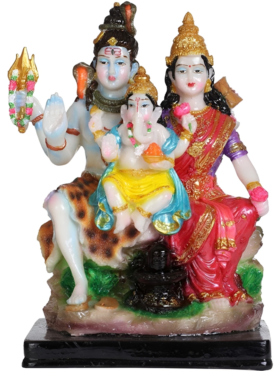 

krishnagallery1 Red Yellow Lord Shiv Parivar Statue Showpiece