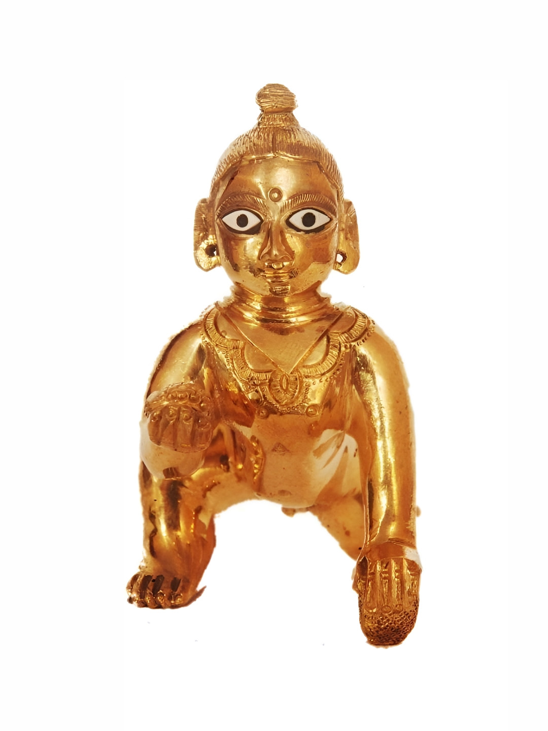 

krishnagallery1 Gold Toned Brass Laddu Gopal Decorative Showpiece