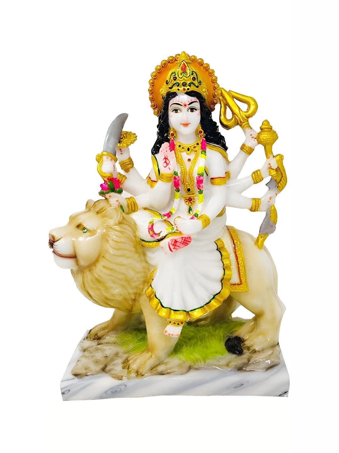 

krishnagallery1 White & Gold Toned Religious Marble Showpiece