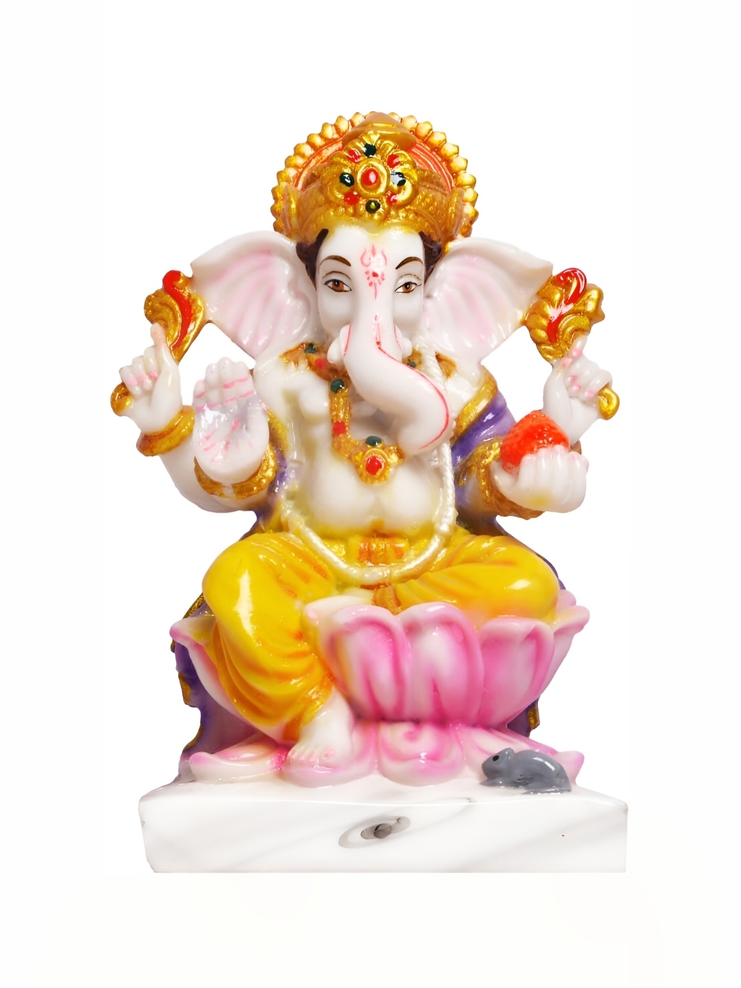 

krishnagallery1 Gold Toned & White Religious Kamal Ganesh Showpiece