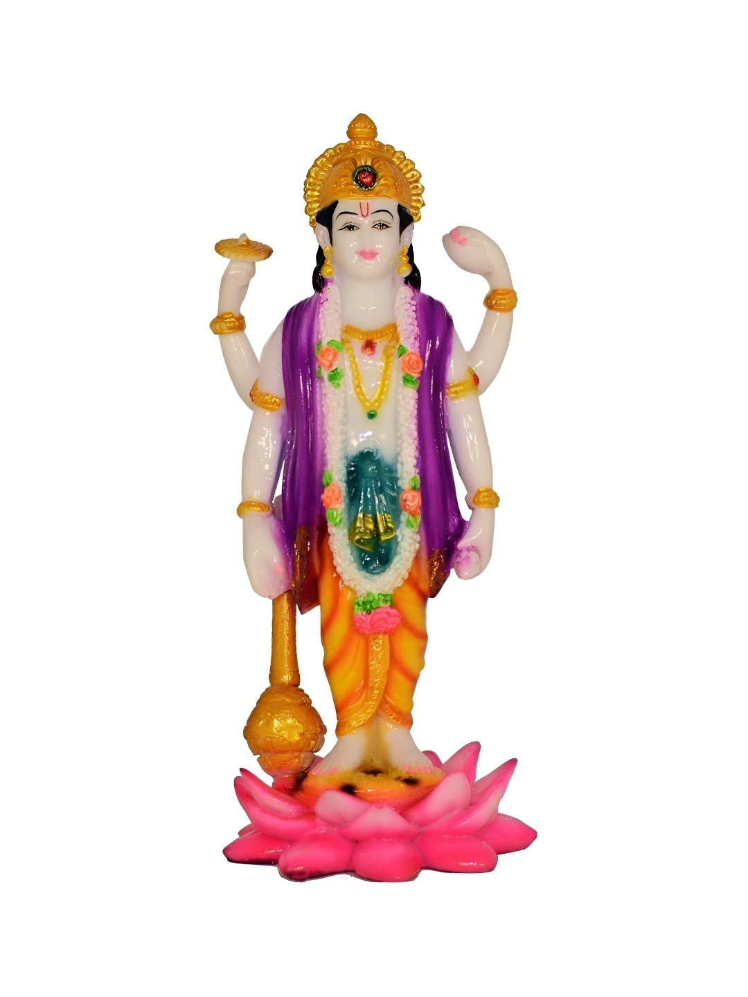 

krishnagallery1 White & Gold Toned Religious Marble Showpiece