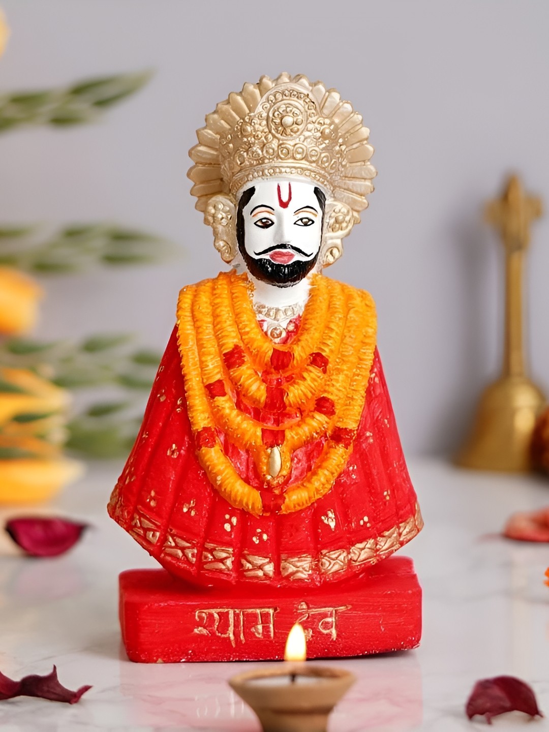 

krishnagallery1 White & Red Radha Krishna Shaym Baba Decorative Showpiece