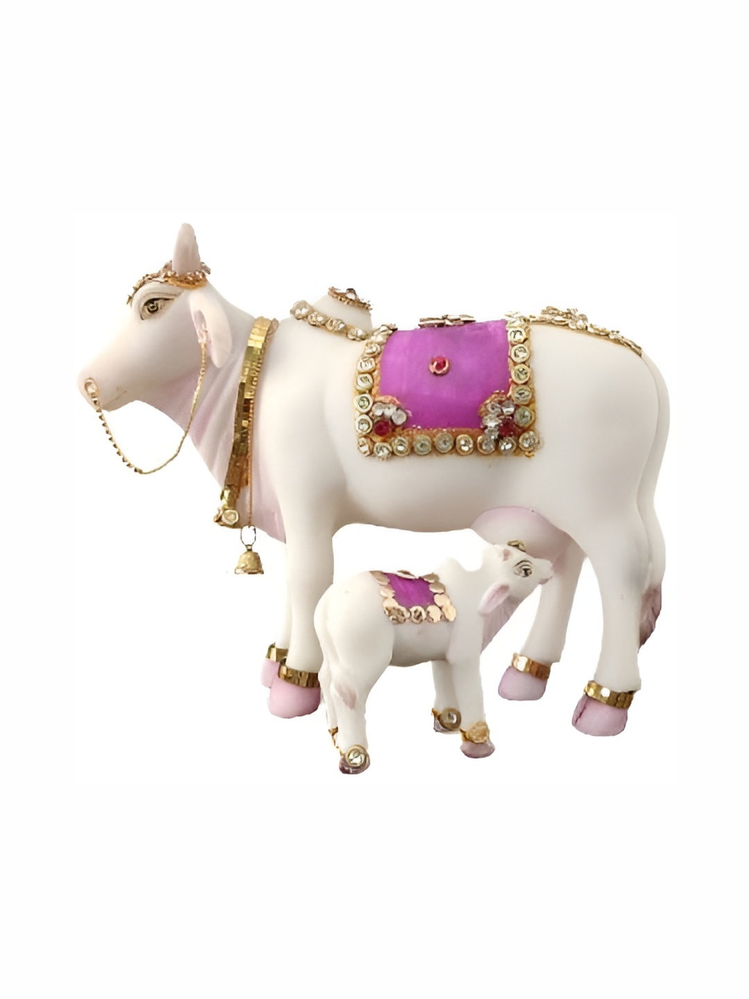 

krishnagallery1 White & Purple Marble Krishna Cow Statue Decorative Showpiece