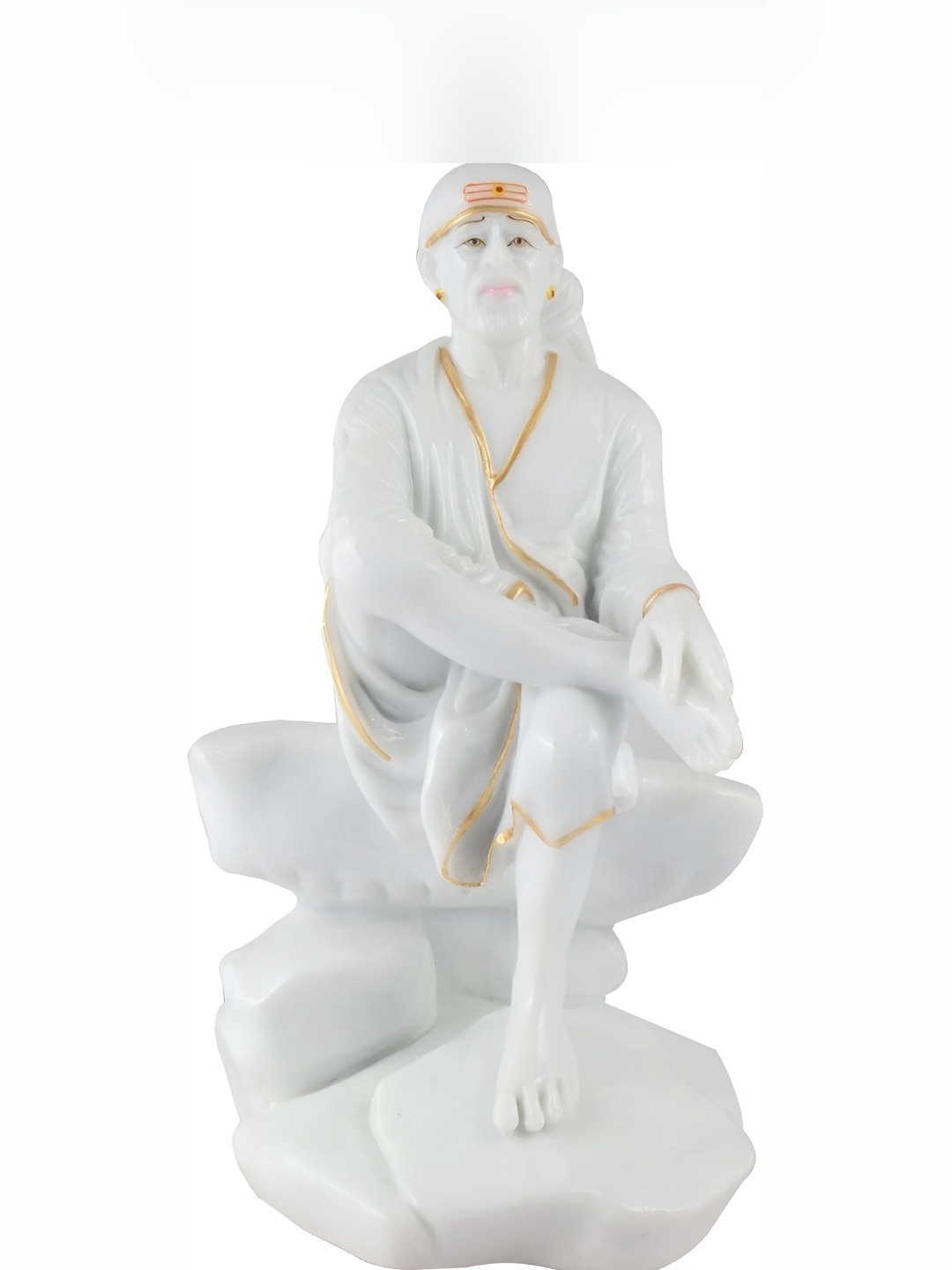 

krishnagallery1 White & Gold Toned Marble Sai Baba Statue Decorative Showpiece