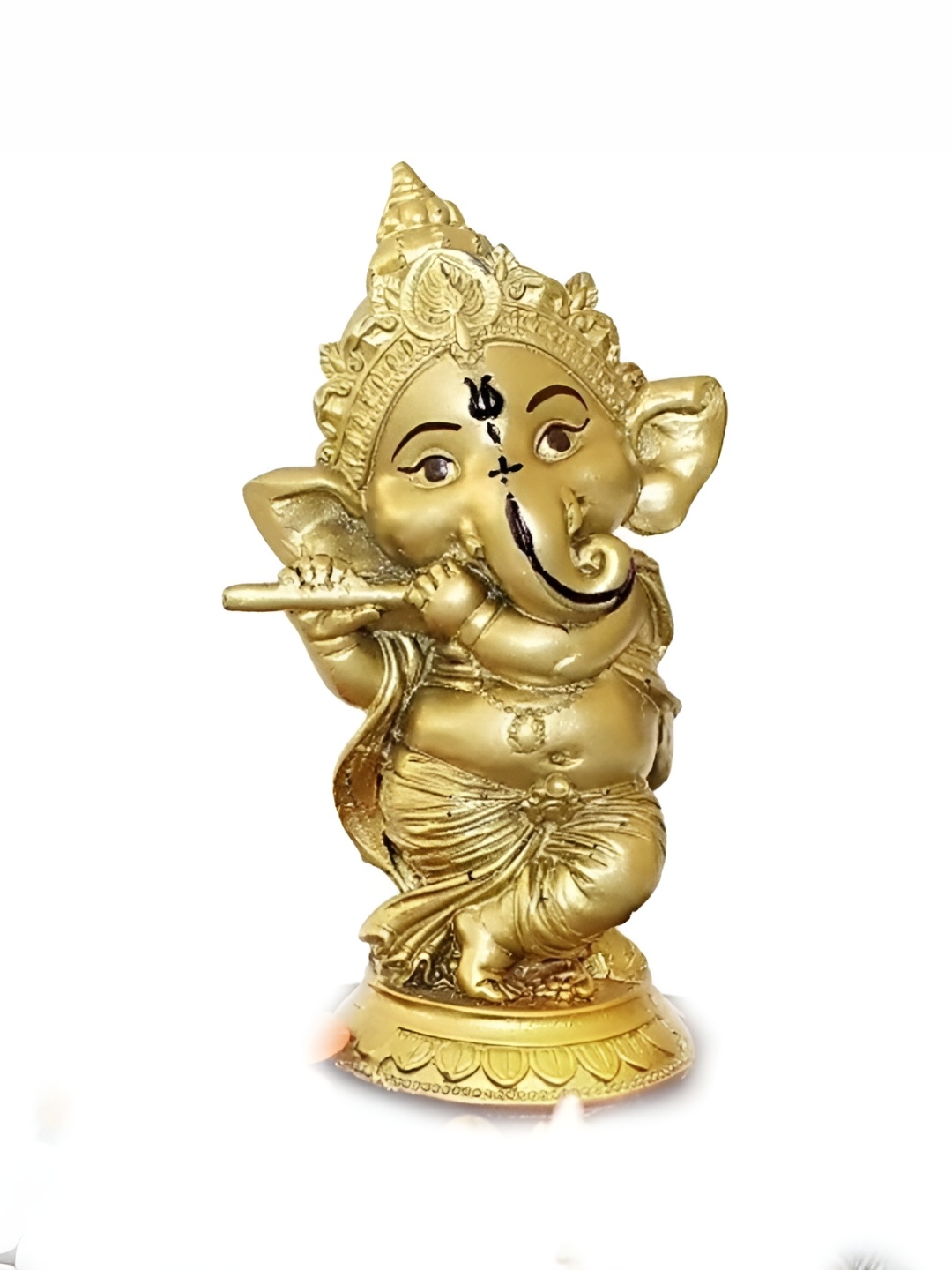 

krishnagallery1 Gold Toned Dancing Flute Ganesa Marble Showpiece