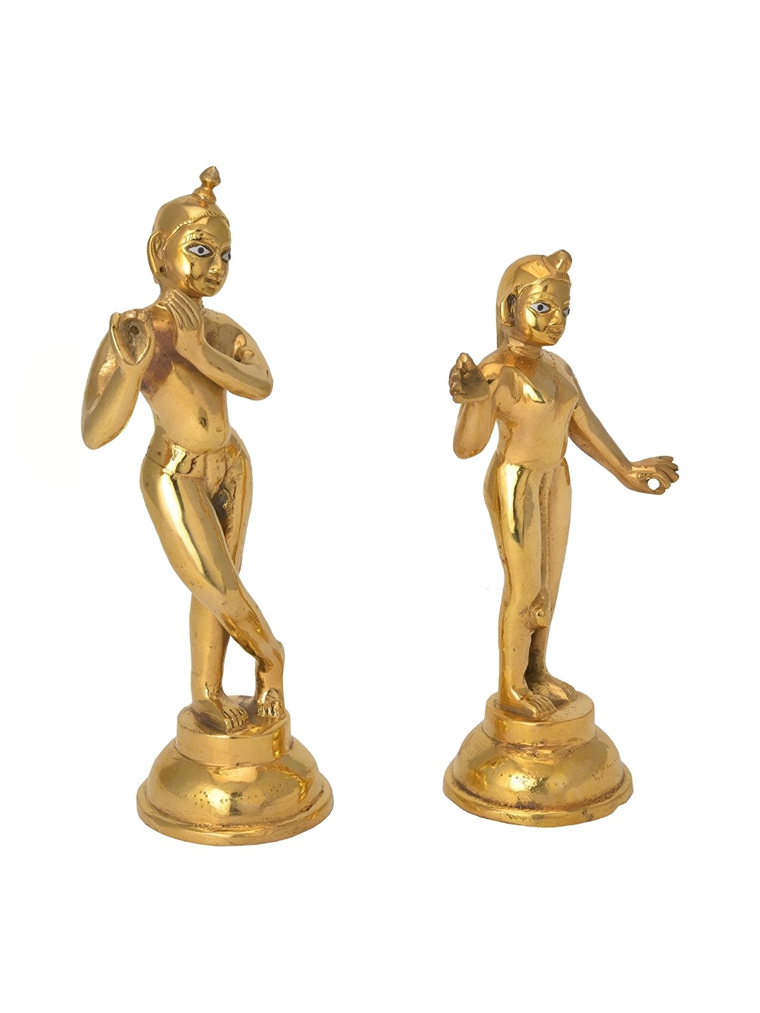 

krishnagallery1 GoldToned 2 Pieces Brass Radha Krishan Statue Murti Showpiece, Gold