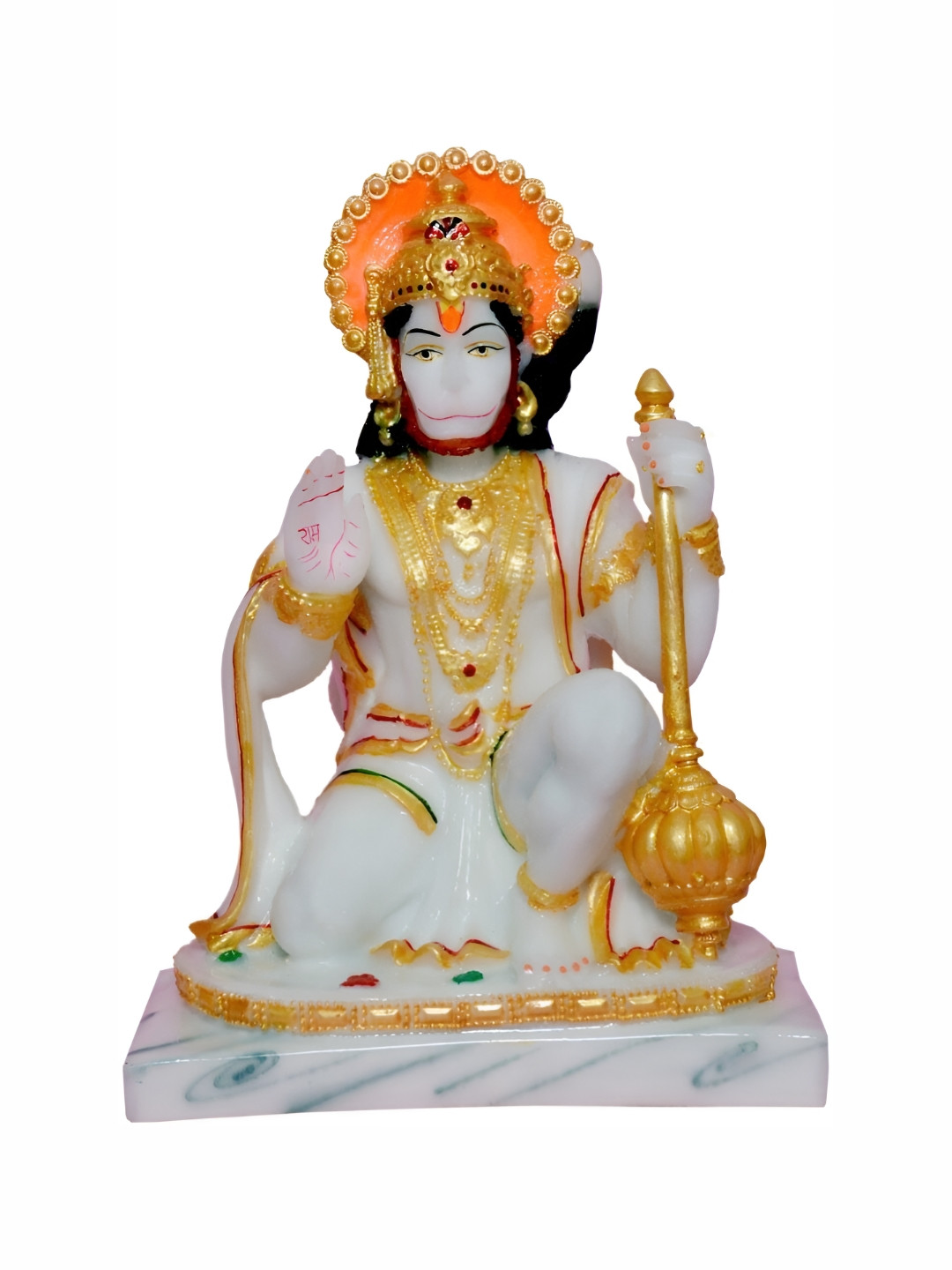 

krishnagallery1 White & Gold Toned Marble Hauman Murti Decorative Showpiece