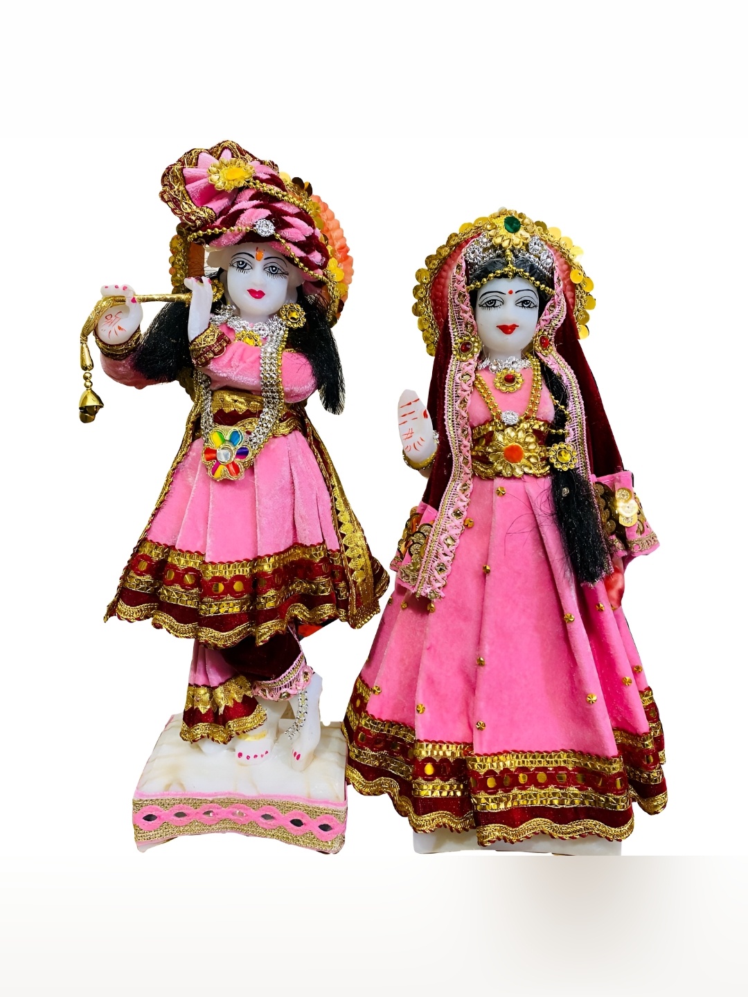 

krishnagallery1 White Marble Poshak Radha Krishan Showpiece