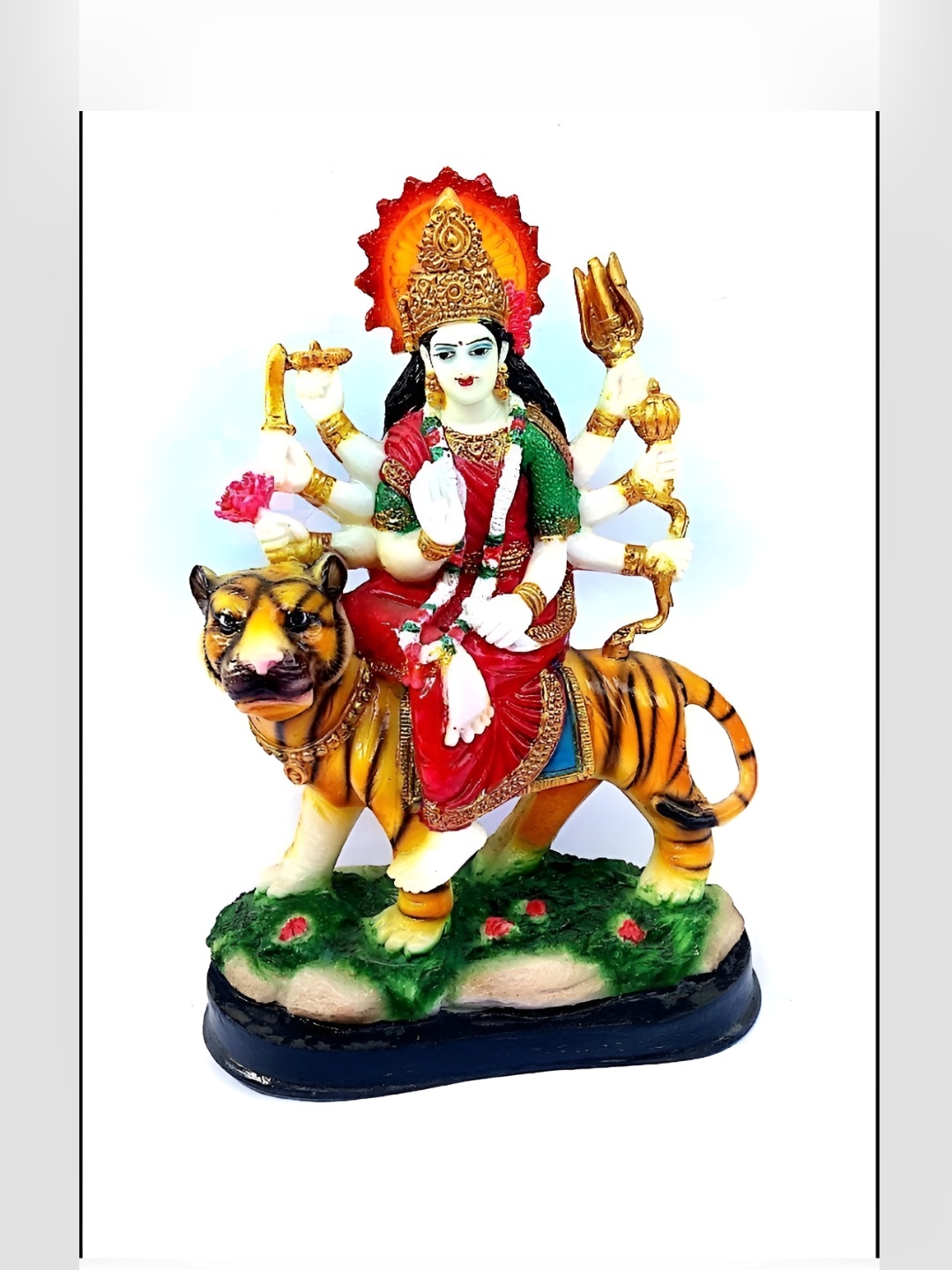 

krishnagallery1 Red & Orange Maa Sherawali Mata Murti Showpiece