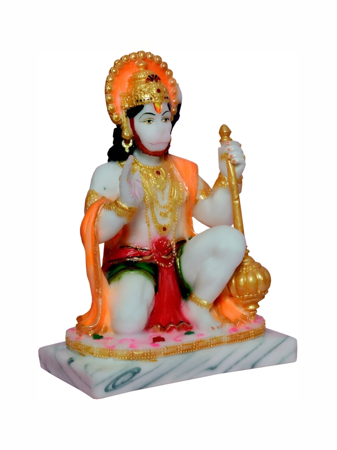 

krishnagallery1 White & Orange Marble Religious Idol Showpiece