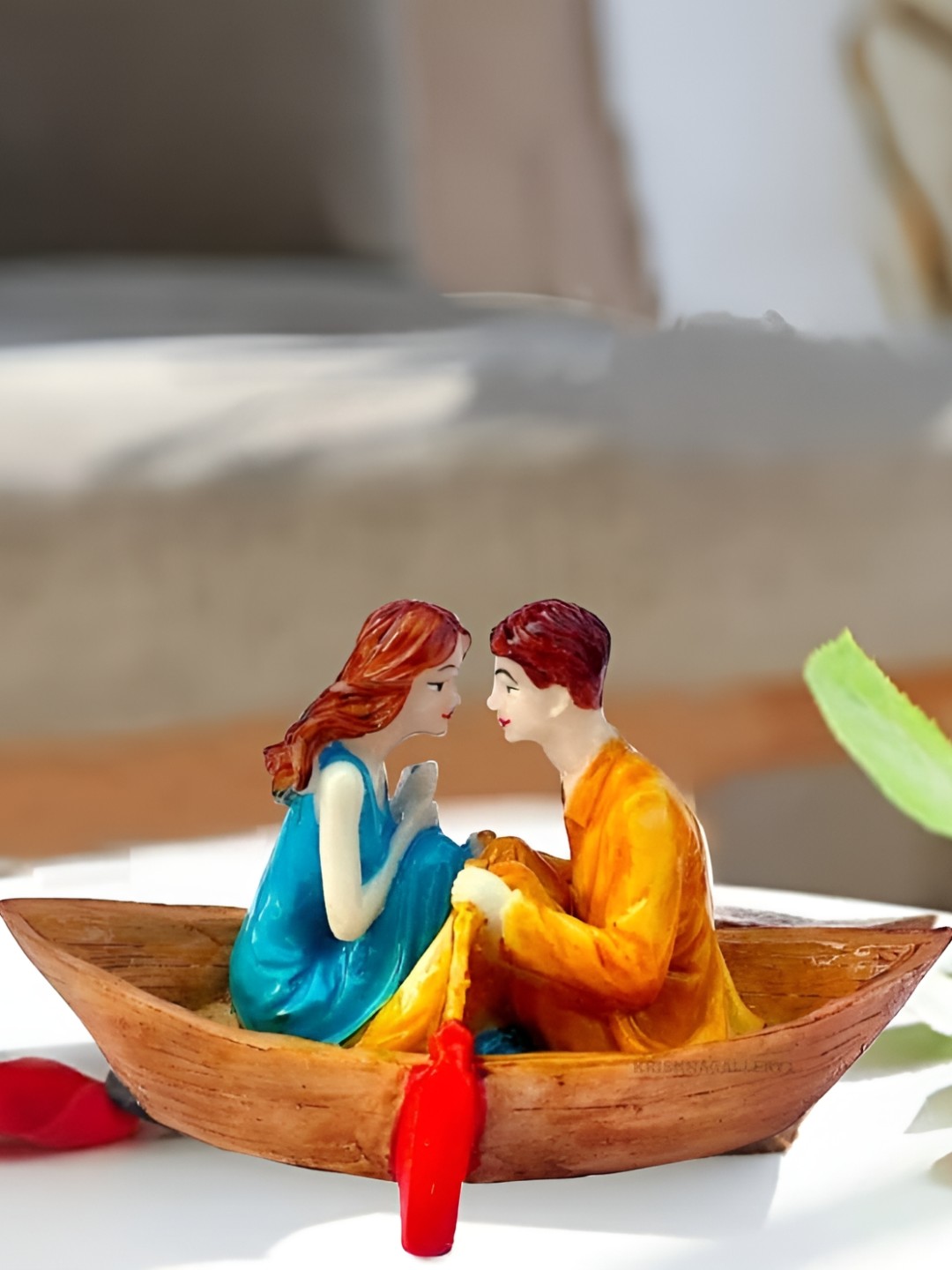 

krishnagallery1 Blue & Yellow Boat Love Couple Showpiece
