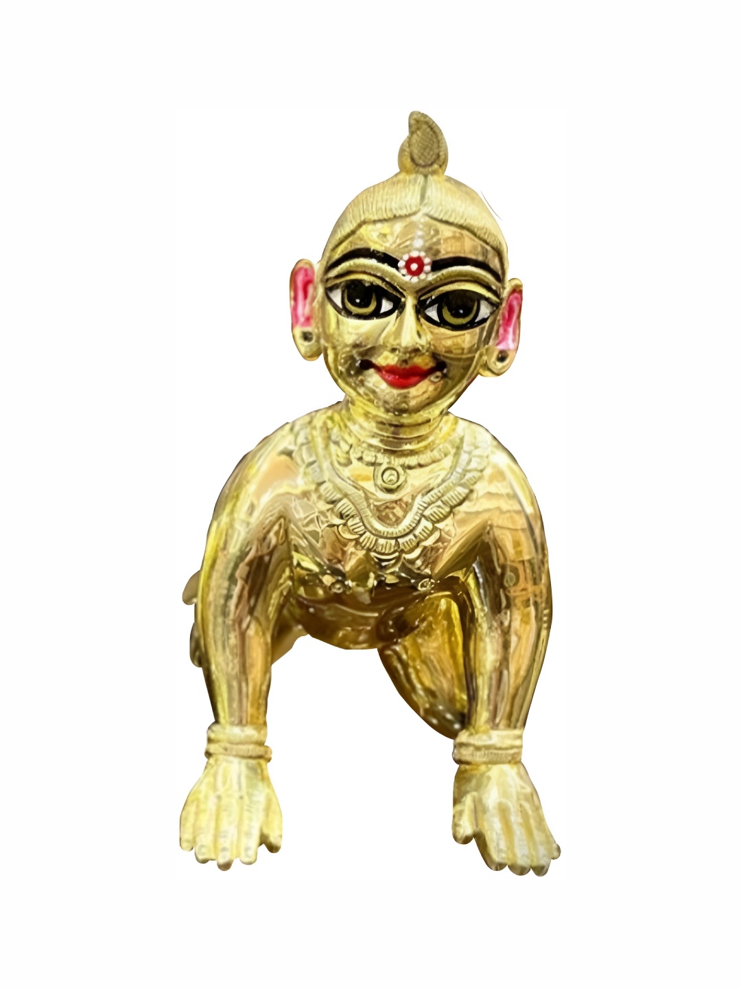 

krishnagallery1 GoldToned Brass Sitting Radha rani Statue Murti Showpiece, Gold