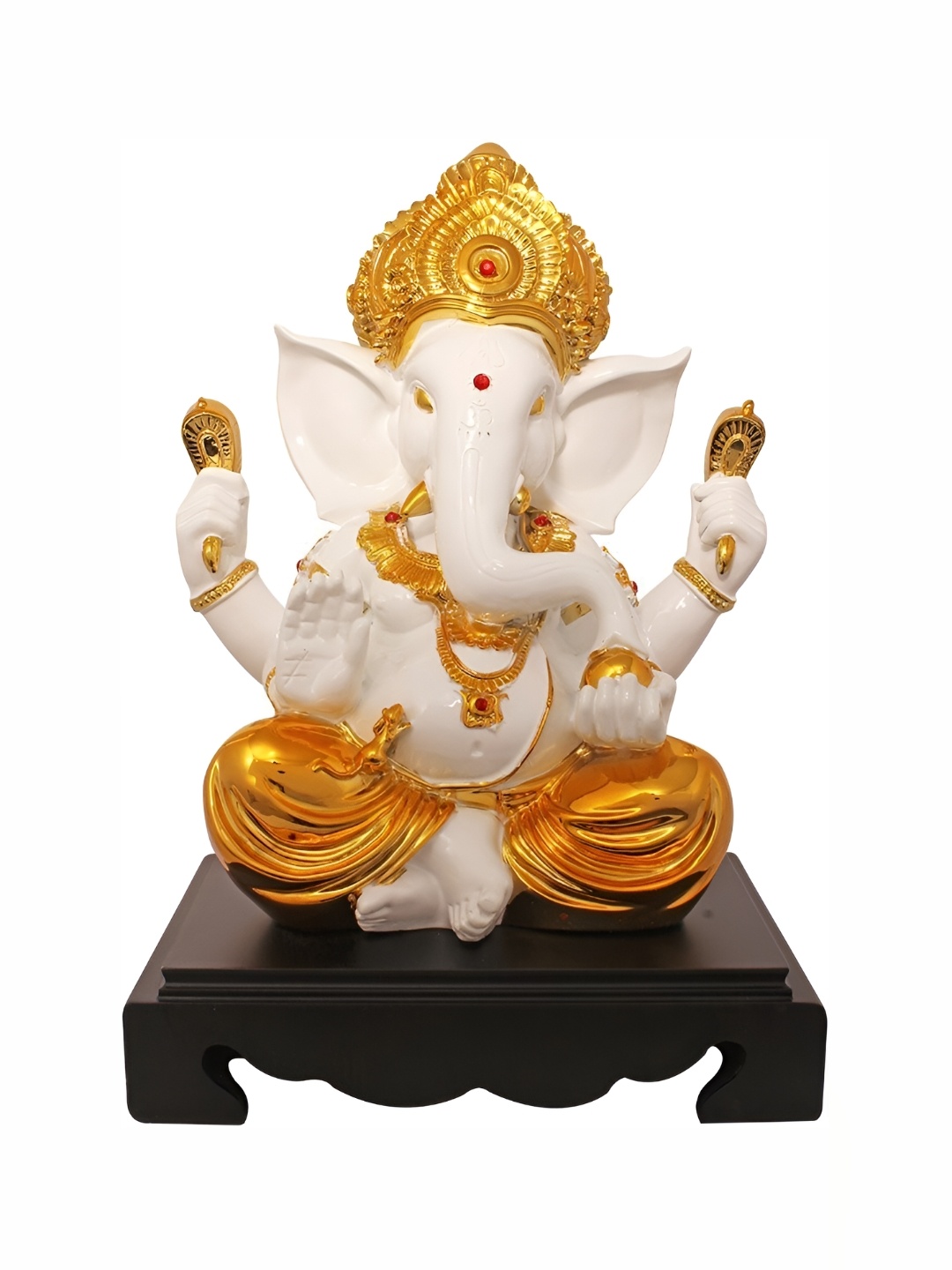 

krishnagallery1 White & Gold Toned Religious Lord Ganesha Idol Showpiece