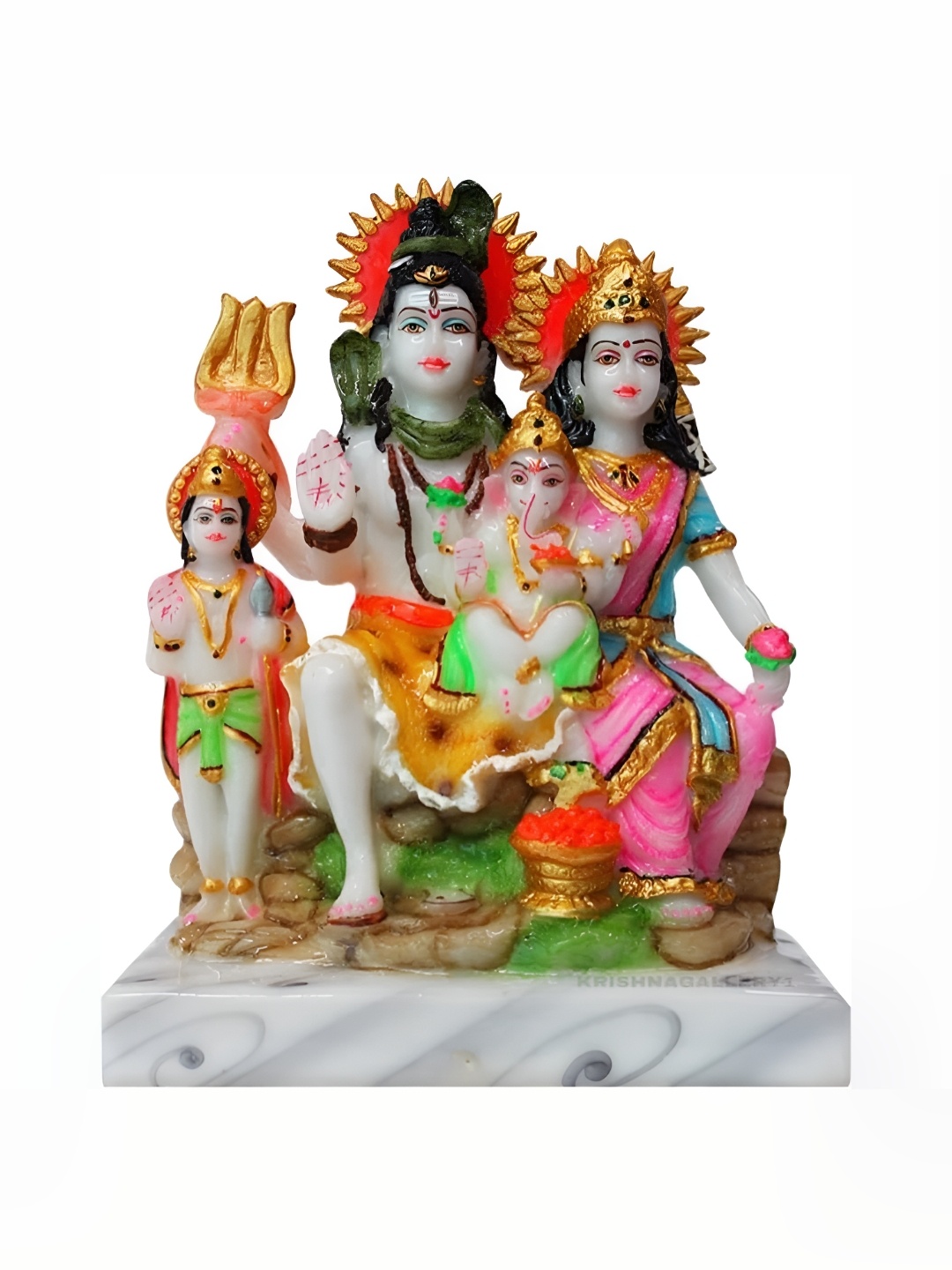 

krishnagallery1 Pink Marble Shiv Parvathi Showpiece
