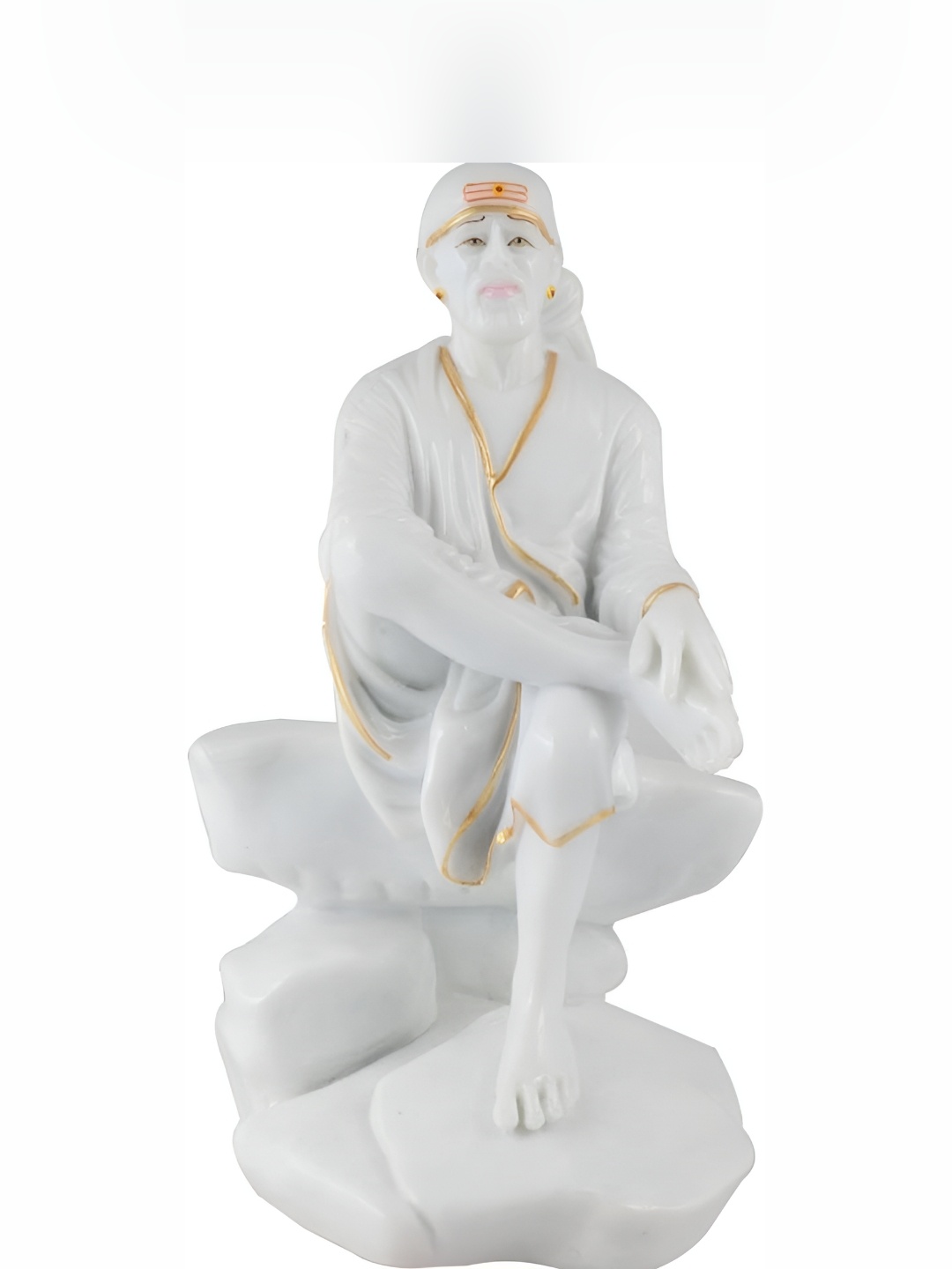 

krishnagallery1 White Marble Shinning Sai Baba Decorative Showpiece