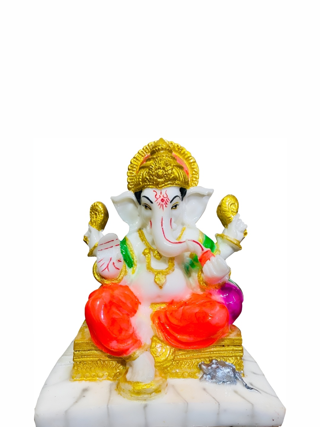 

krishnagallery1 White Mable Ganesh Showpiece