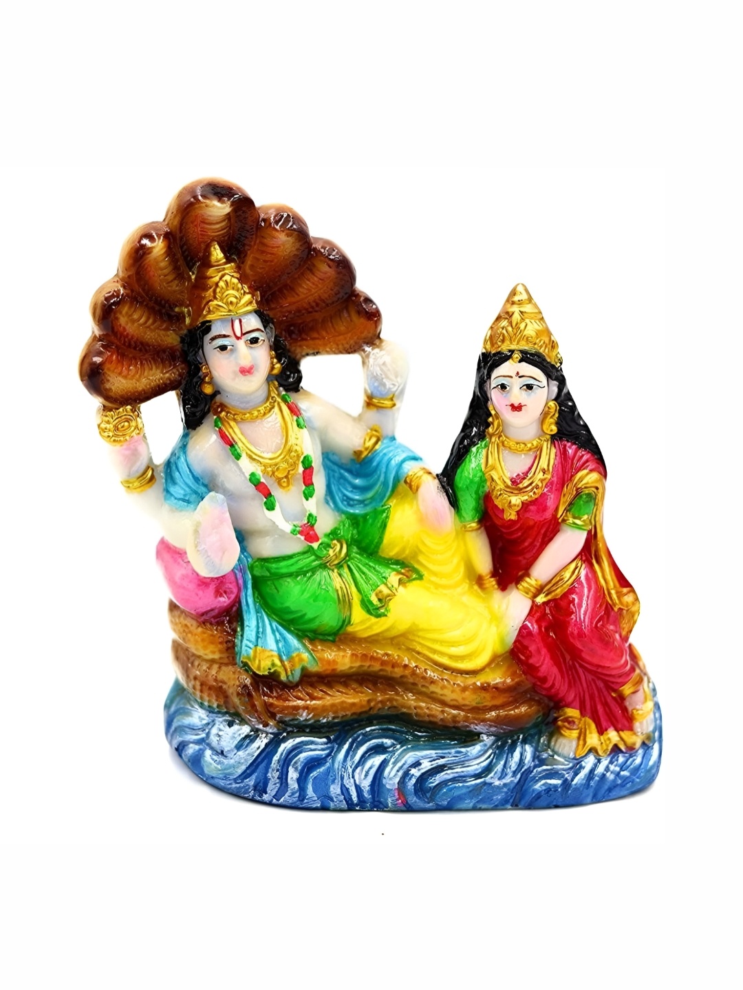 

krishnagallery1 Red & White Marble laxmi Vishnu Bhagwan Showpiece