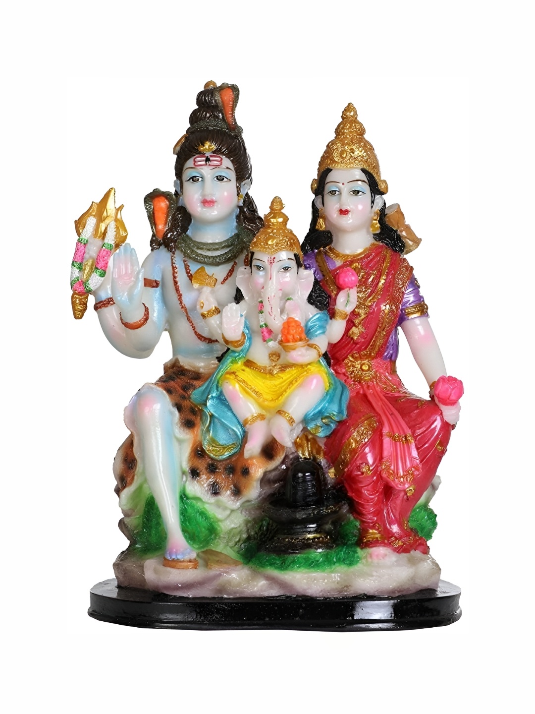 

krishnagallery1 White and Red Lord Shiv Parivar Statue Murti Marble Finish Showpiece