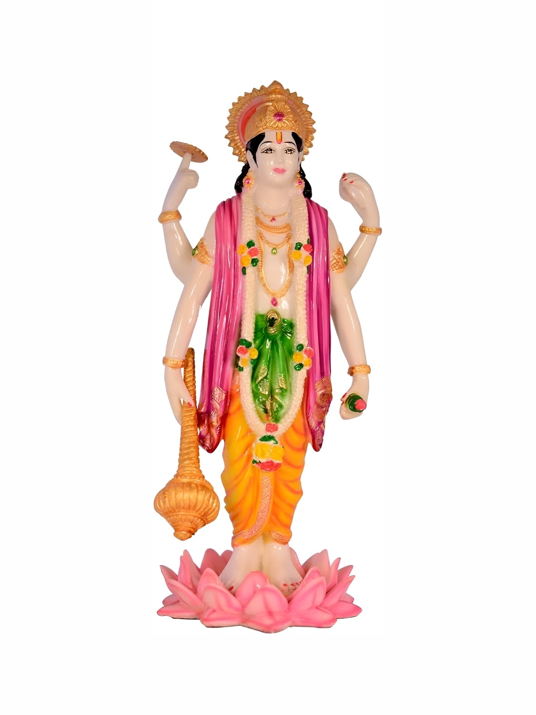 

krishnagallery1 White & Orange Standing Lord Vishnu Murti Idol Showpiece