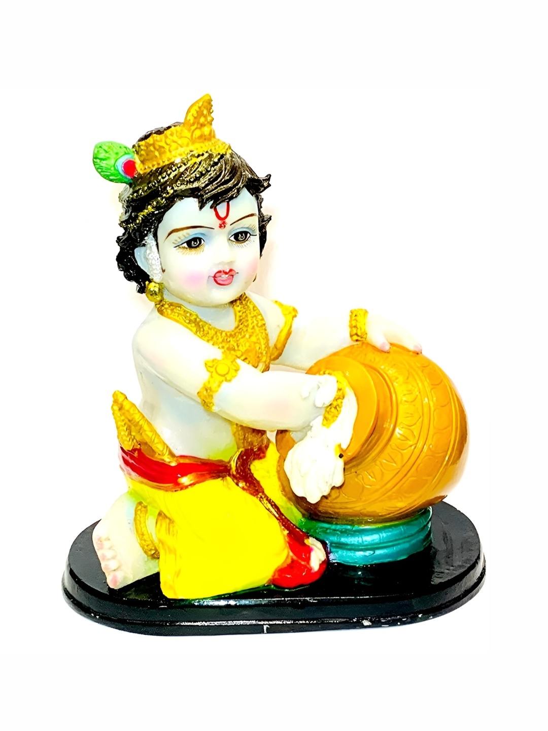 

krishnagallery1 White Marble Religious Idol Showpiece, Black