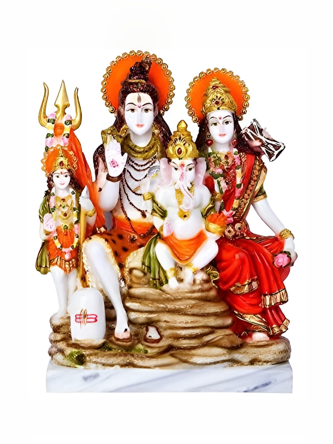 

krishnagallery1 White Red Lord Shiv Parivar Statue Showpiece