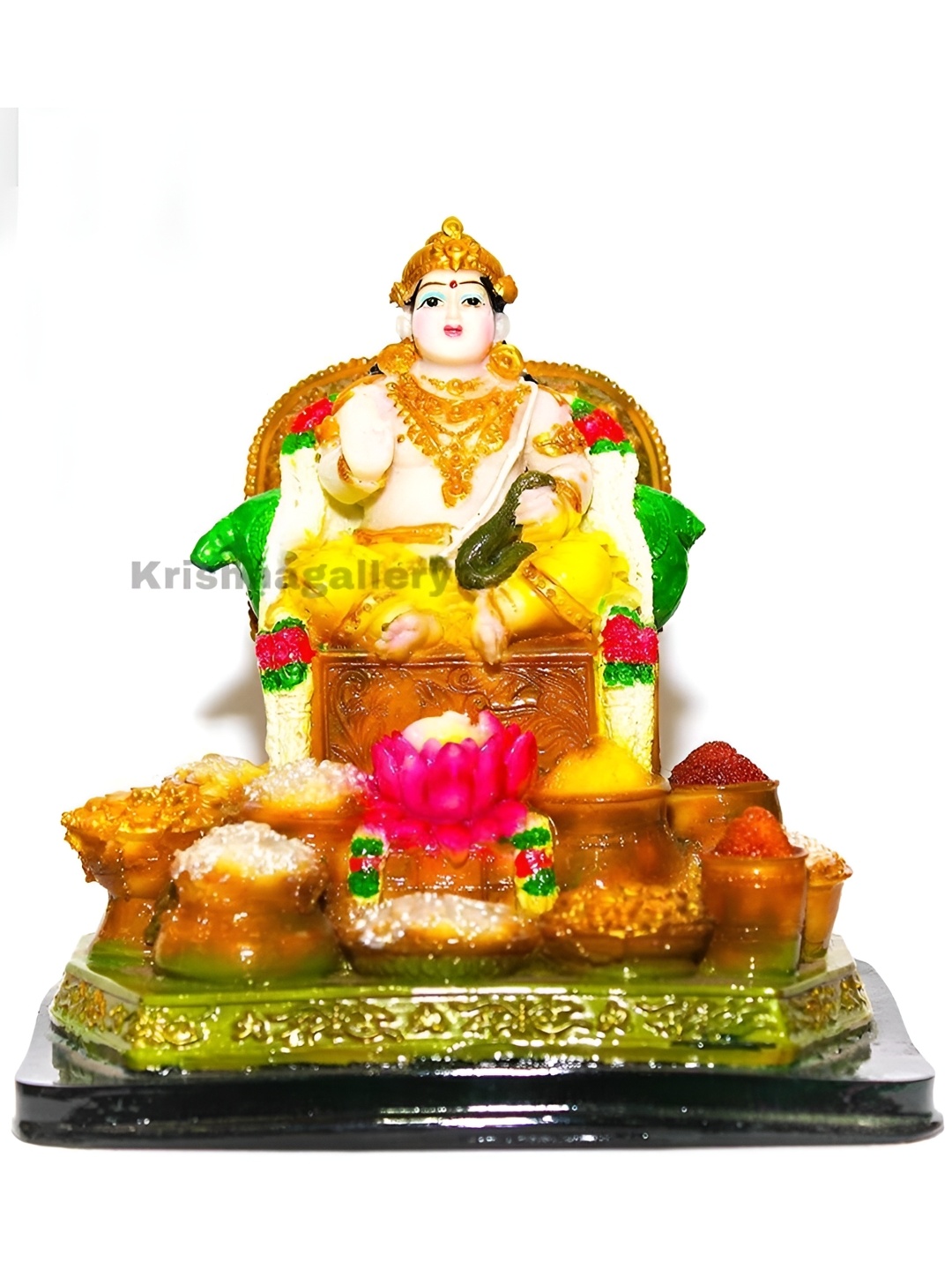 

krishnagallery1 White & Gold Toned Religious Marble Showpiece