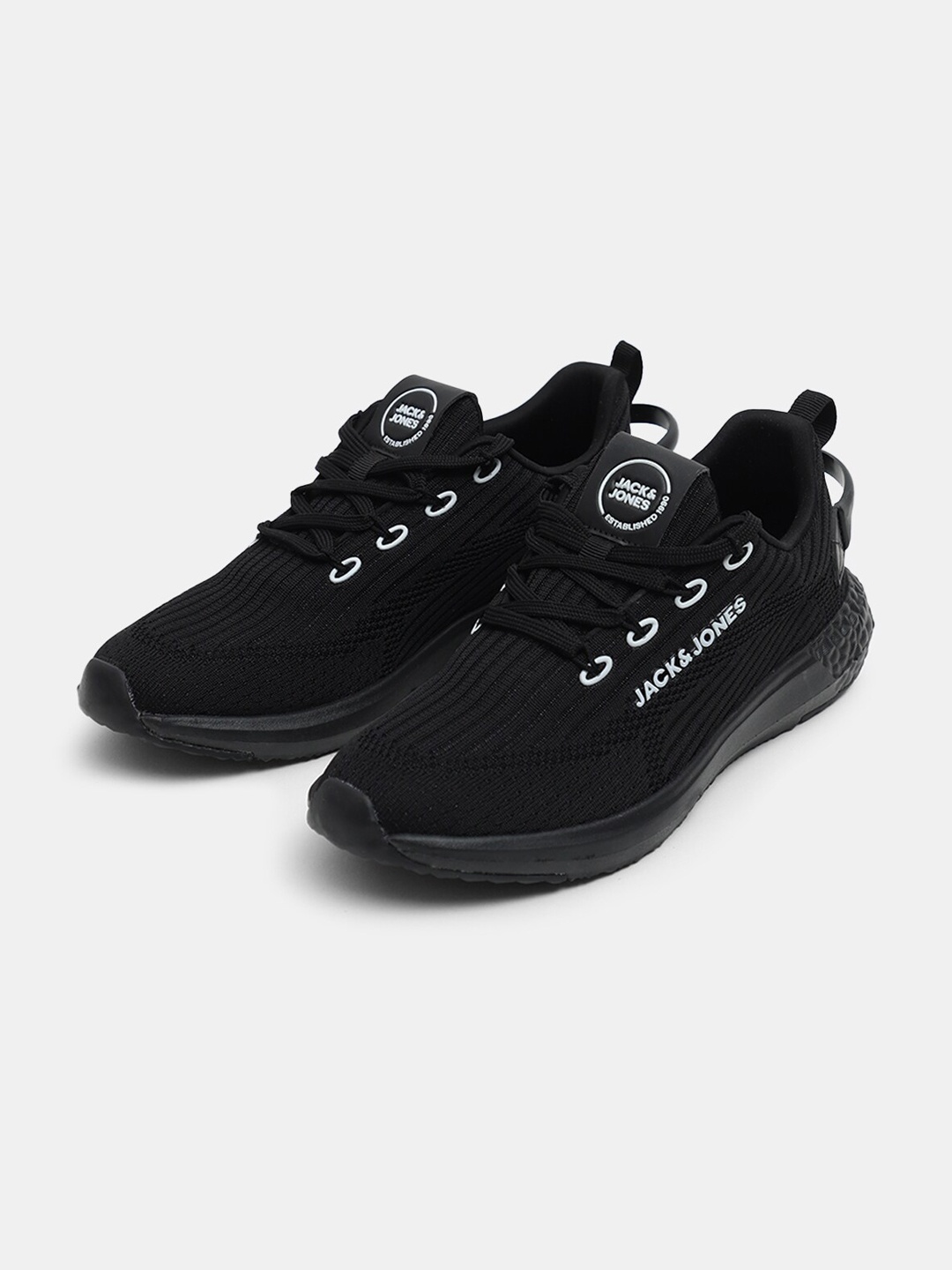 

Jack & Jones Men Textured Mesh Memory Foam Insole Sneakers, Black