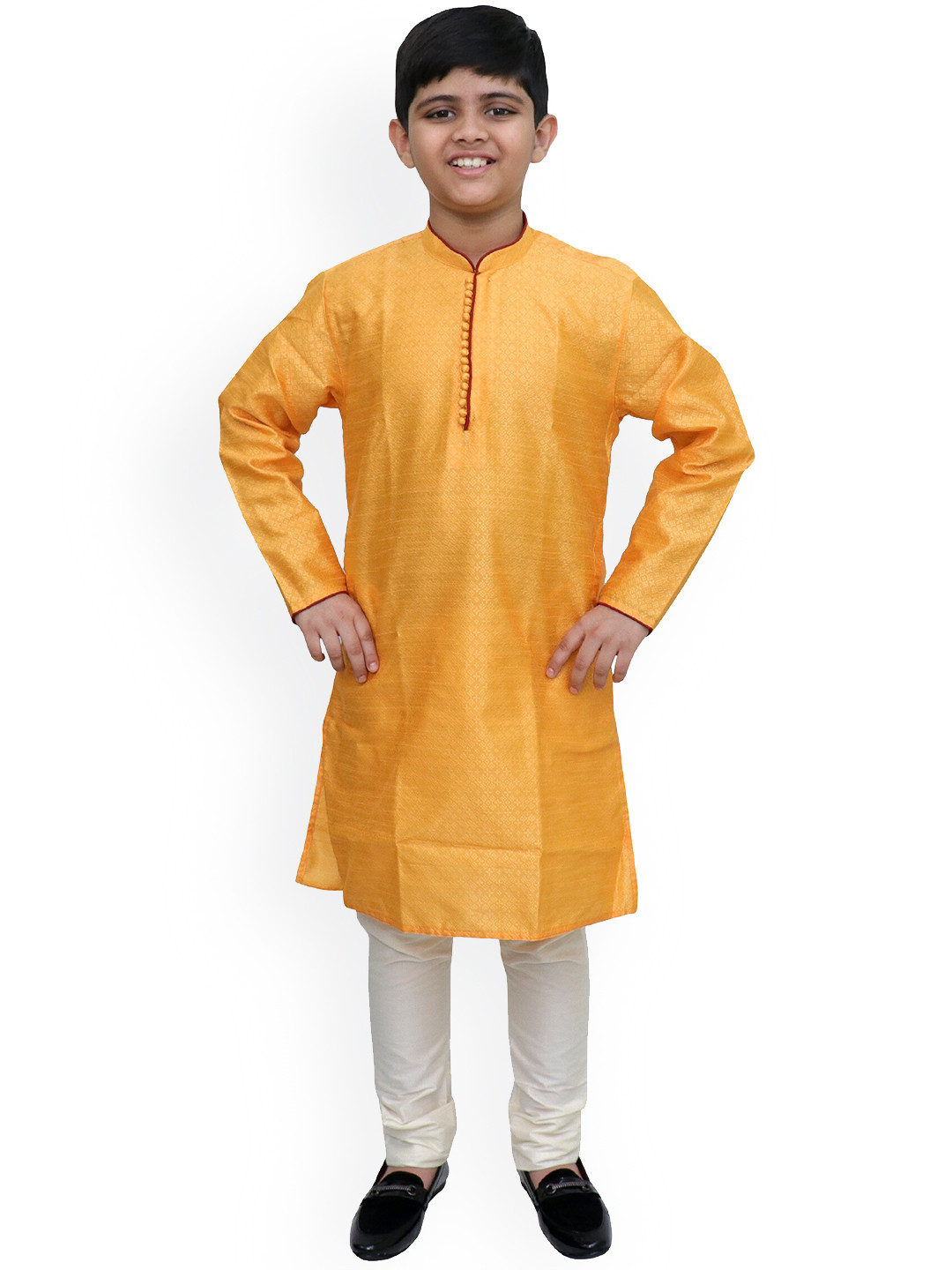

BAESD Boys Straight Kurta With Churidar, Yellow