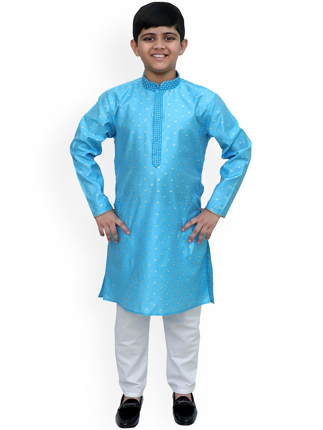 

BAESD Boys Floral Regular Kurta with Pyjamas, Blue