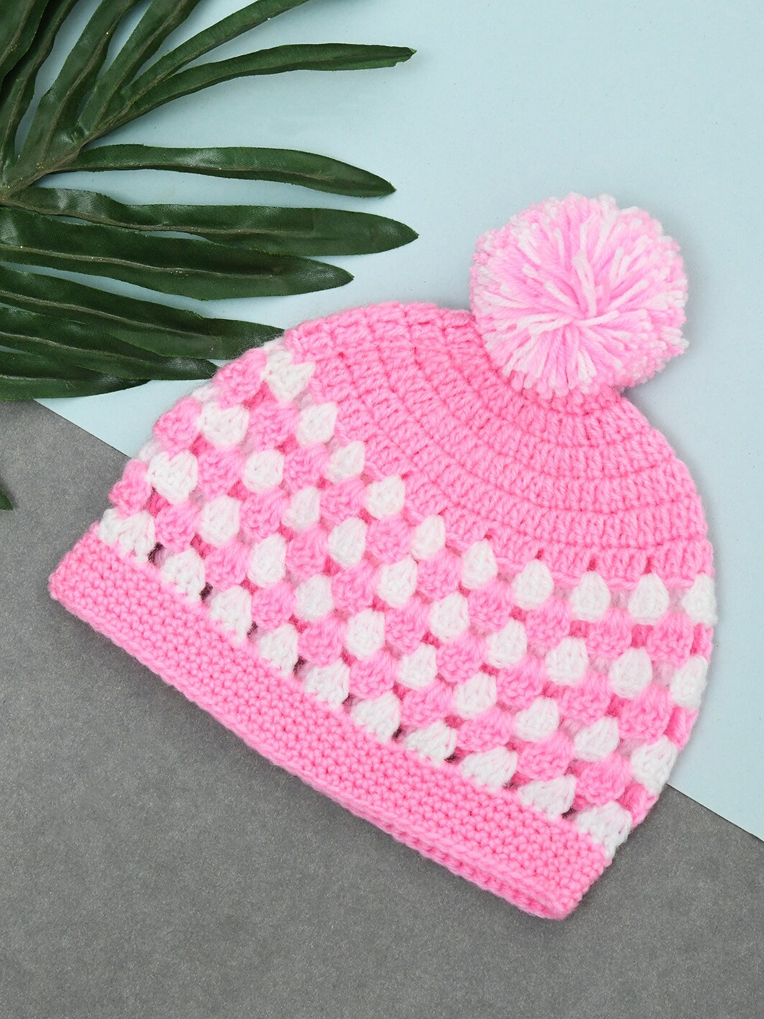 

FUNKRAFTS Kids Self Design Woollen Winter Beanie, Pink