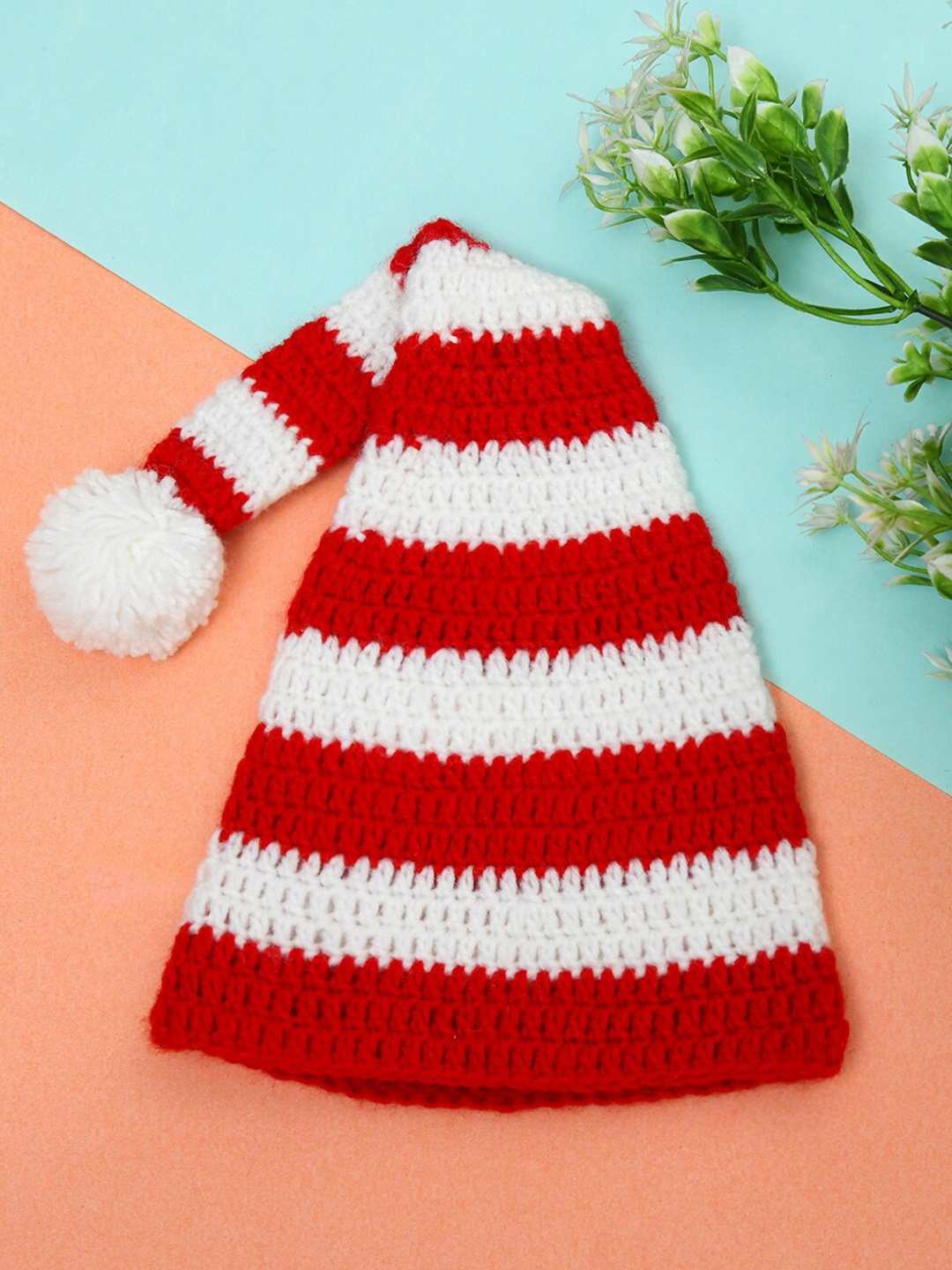 

FUNKRAFTS Kids Self Design Winter Beanie Cap with Pom Pom, Red