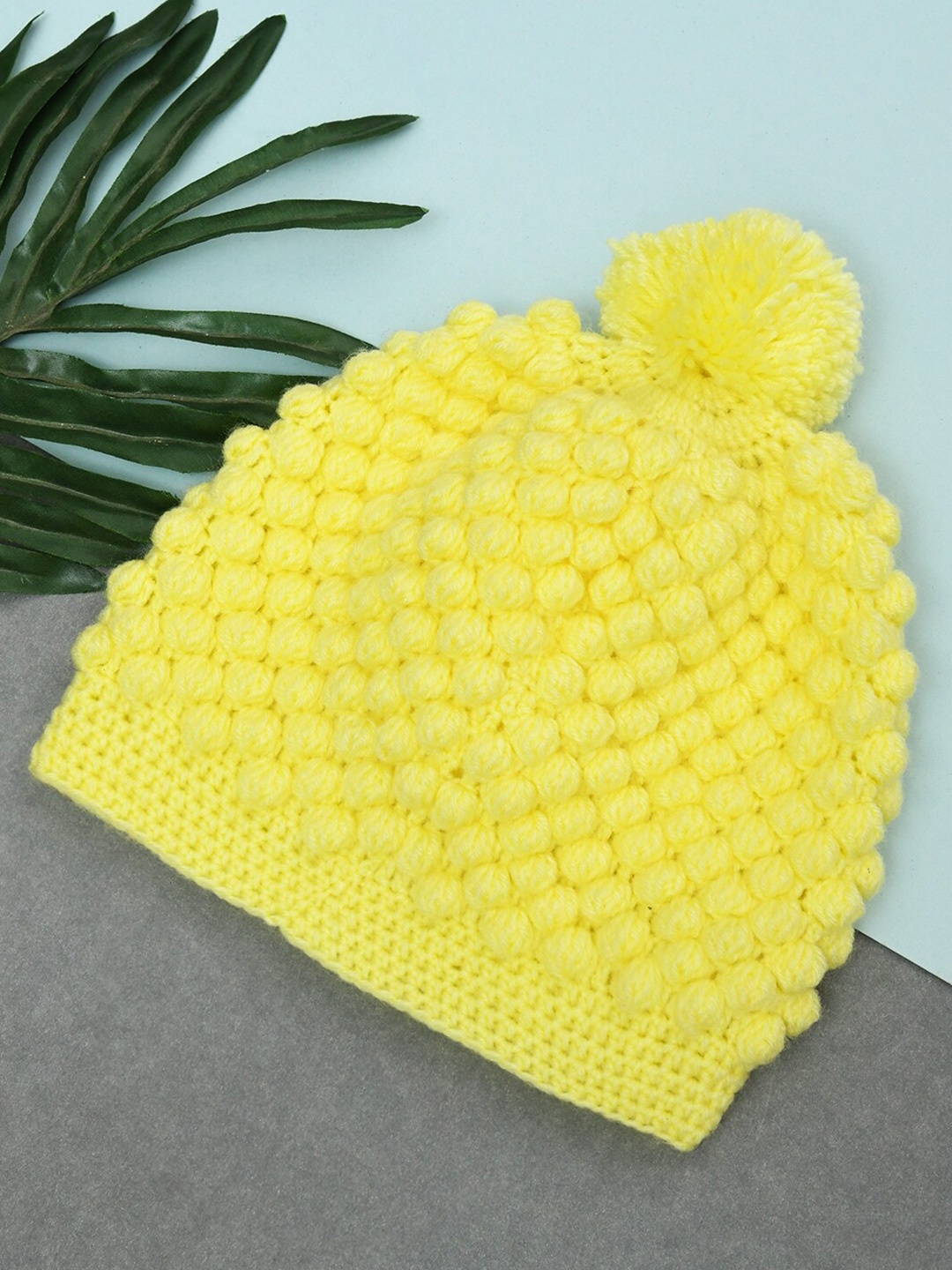 

FUNKRAFTS Kids Self Design Woollen Winter Beanie, Yellow