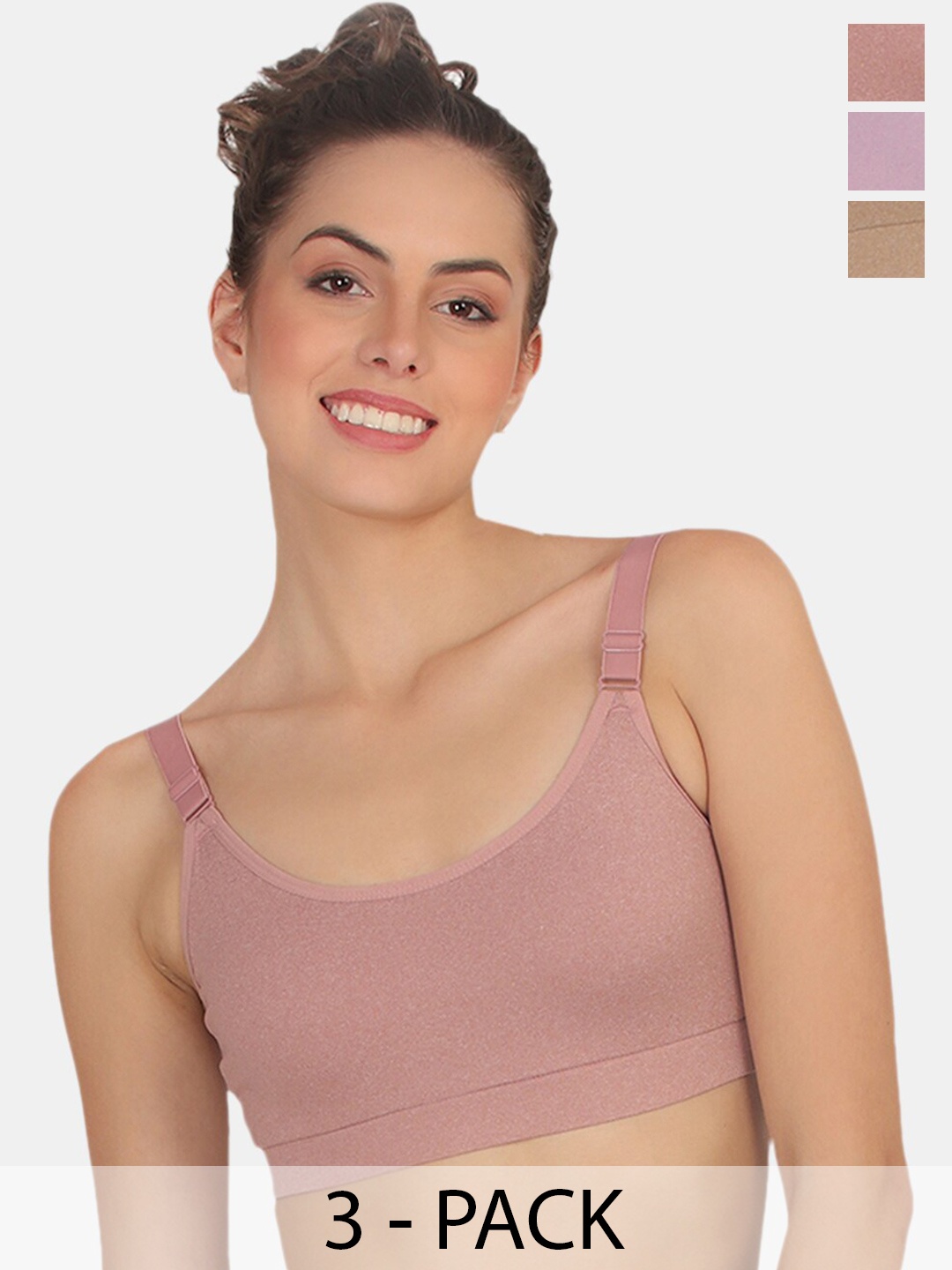 

POOJA RAGENEE Pack Of 3 Full Coverage T-Shirt Bra All Day Comfort, Pink