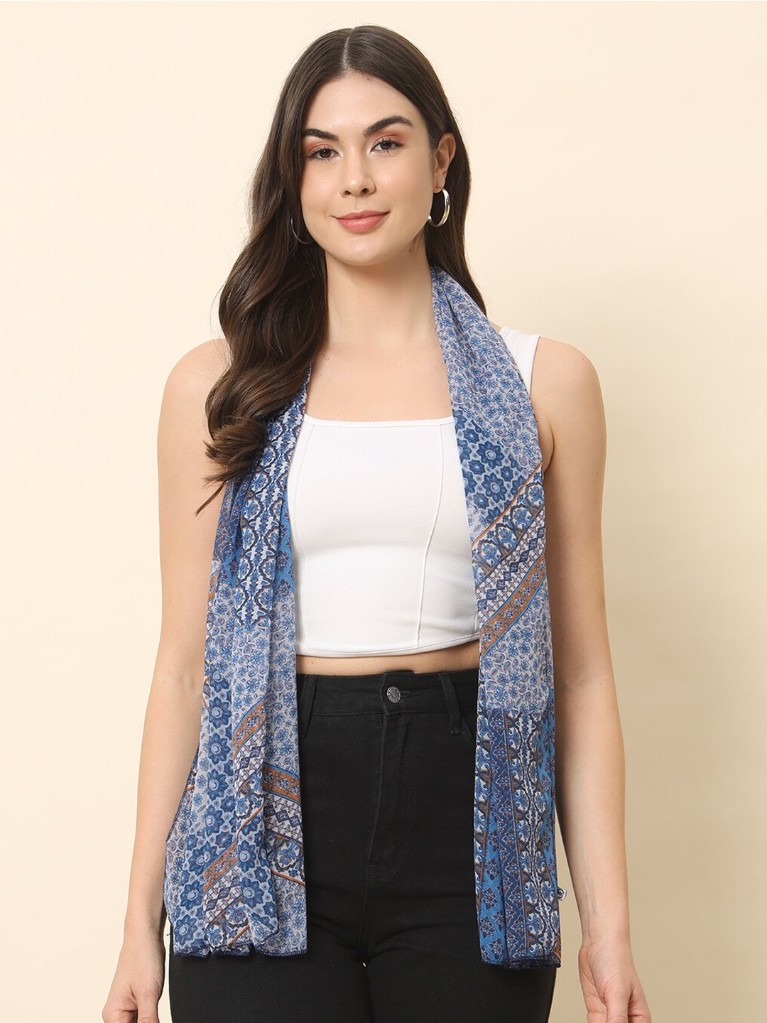 

Trend Arrest Floral Printed Scarf, Blue