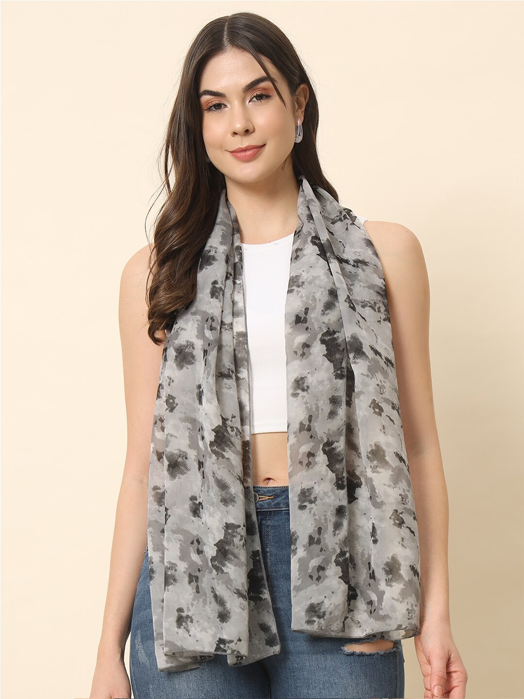 

Trend Arrest Abstract Printed Scarf, Grey